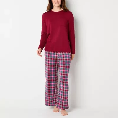 Jaclyn Womens Crew Neck Long Sleeve 2-pc. Pant Pajama Set