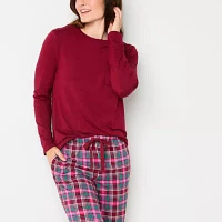 Jaclyn Womens Crew Neck Long Sleeve 2-pc. Pant Pajama Set