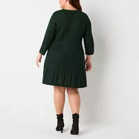 Jessica Howard Womens 3/4 Sleeve Sweater Dress Plus