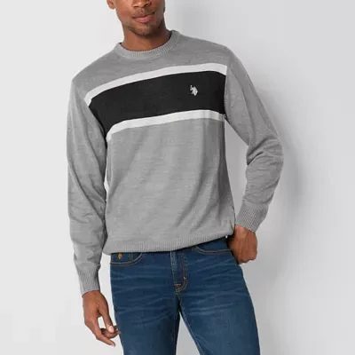 U.S. Polo Assn. Stripe Mens Crew Neck Long Sleeve Pullover Sweater