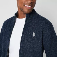 U.S. Polo Assn. Full Zip Mens Mock Neck Long Sleeve Cardigan