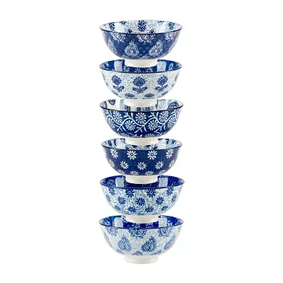 Certified International Carnival Blue 6-pc. Porcelain Fruit Bowl