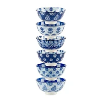 Certified International Carnival Blue 6-pc. Porcelain Fruit Bowl