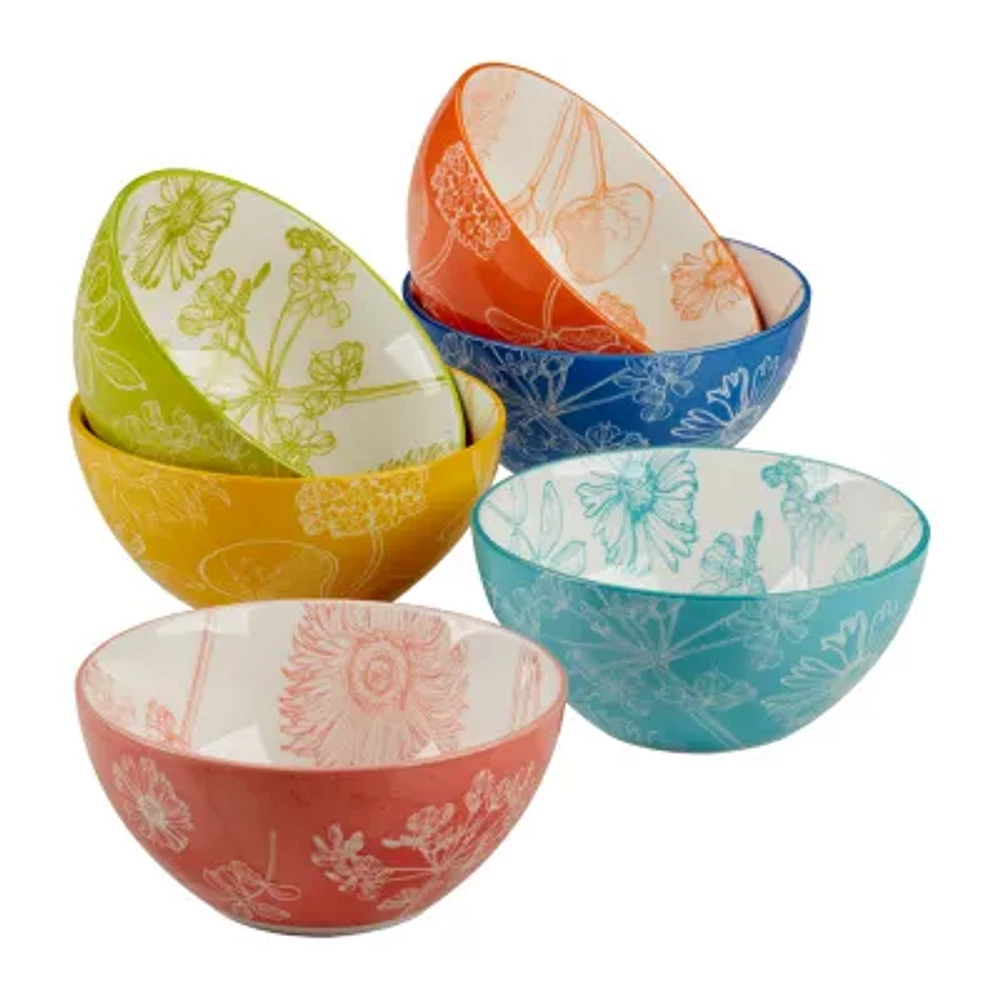 Certified International Botanical 6-pc. Porcelain Fruit Bowl