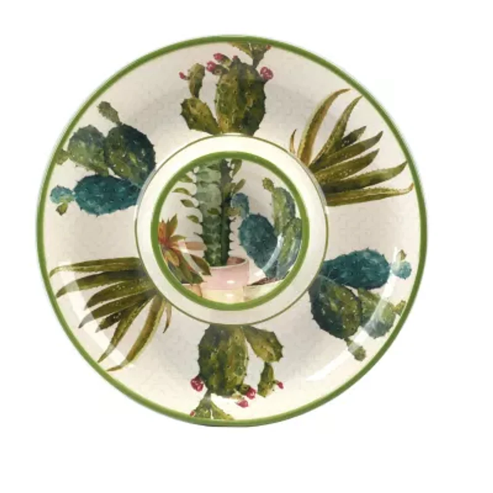 Certified International Cactus Verde Earthenware Chip & Dip Sets