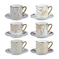 Certified International Matrix Gold Espresso Cup & Saucers Set