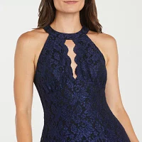 R & M Richards Sleeveless Glitter Lace Fit Flare Dress