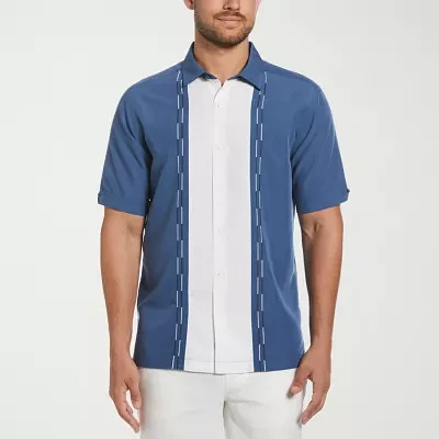 Cubavera Mens Regular Fit Short Sleeve Panel Button-Down Shirt