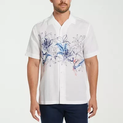 Cubavera Mens Regular Fit Short Sleeve Floral Button-Down Shirt