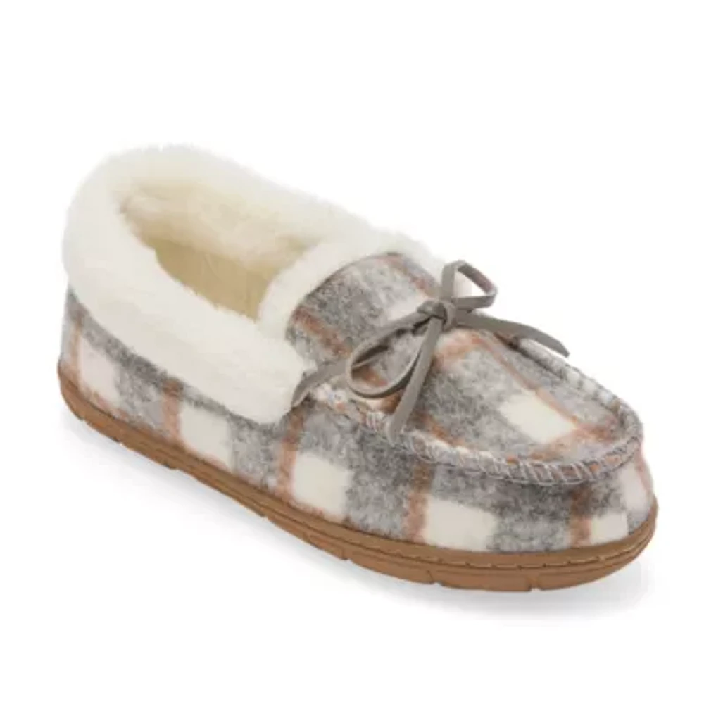 St. John's Bay Faux Fur Womens Moccasin Slippers