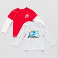 Okie Dokie Toddler & Little Boys 2-pc. Crew Neck Long Sleeve Graphic T-Shirt