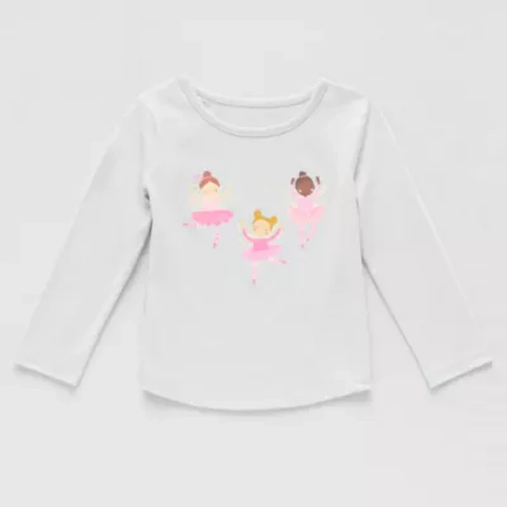 Okie Dokie Toddler & Little Girls Round Neck Long Sleeve Graphic T-Shirt