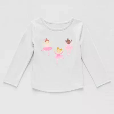 Okie Dokie Toddler & Little Girls Round Neck Long Sleeve Graphic T-Shirt