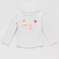 Okie Dokie Toddler & Little Girls Round Neck Long Sleeve Graphic T-Shirt