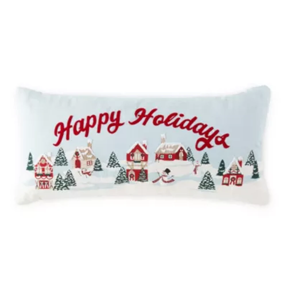 North Pole Trading Co. Happy Holidays Lumbar Pillow