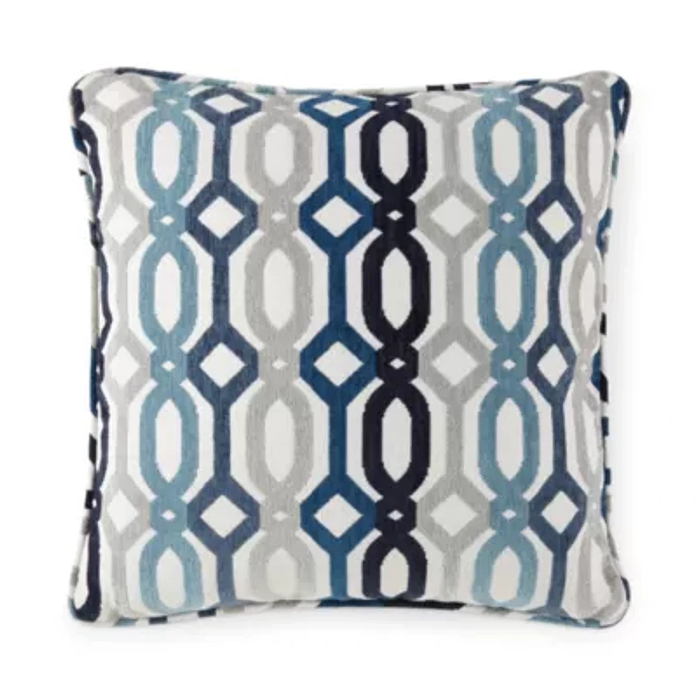 Geo Feather Filled Square Throw Pillow