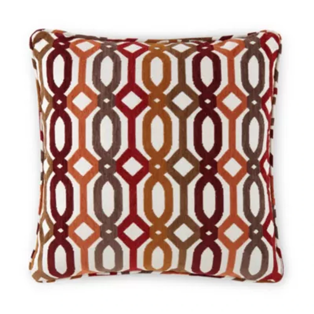 Geo Feather Filled Square Throw Pillow