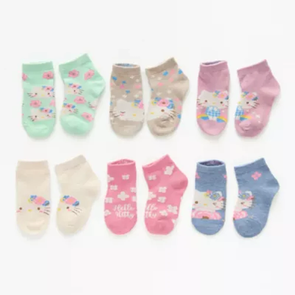 Toddler Girls 6 Pair Hello Kitty Quarter Ankle Socks