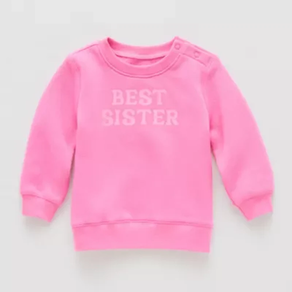 Okie Dokie Baby Girls Crew Neck Long Sleeve Fleece Sweatshirt