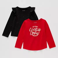 Okie Dokie Toddler & Little Girls 2-pc. Round Neck Long Sleeve T-Shirt