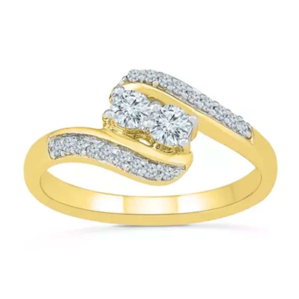 2MM / CT. T.W. Natural White Diamond 10K Gold Bypass Band