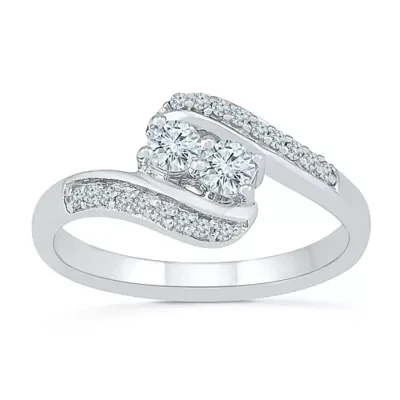 Womens 3/8 CT. T.W. Natural White Diamond 10K Gold Cocktail Ring