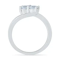 Womens 2MM 1/2 CT. T.W. Natural White Diamond 10K Gold Bypass  Band