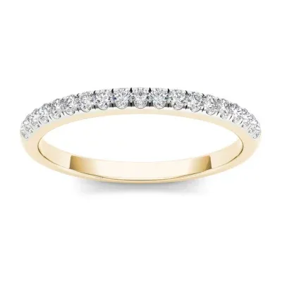Womens 2MM 1/5 CT. Natural White Diamond 10K Gold Wedding Band