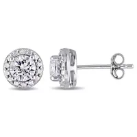 Lab Created White Sapphire Sterling Silver 7.6mm Round Stud Earrings