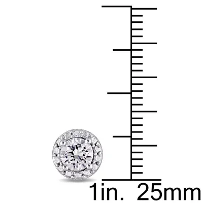 Lab Created White Sapphire Sterling Silver 7.6mm Round Stud Earrings