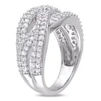 Womens 4mm White Sapphire Sterling Silver Band