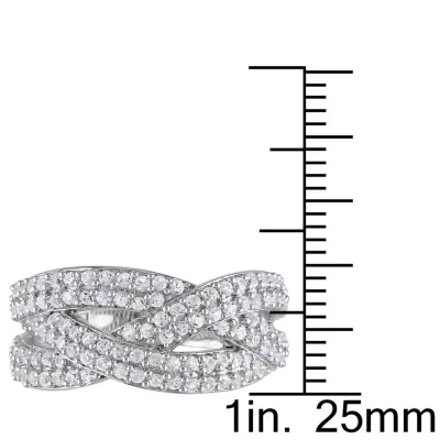 Womens 4mm White Sapphire Sterling Silver Band
