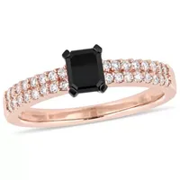 Midnight Black Womens 3/4 CT. T.W. Natural Diamond 14K Rose Gold Engagement Ring