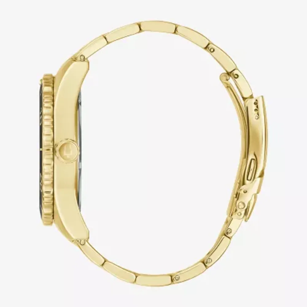 Bulova Mens Gold Tone Stainless Steel Bracelet Watch 98b375