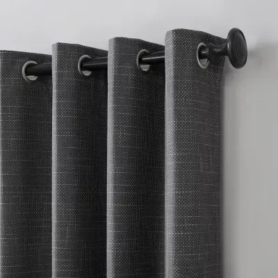 Sun Zero Kline Burlap Weave Thermal Extreme Grommet Top Energy Saving 100% Blackout Single Curtain Panels