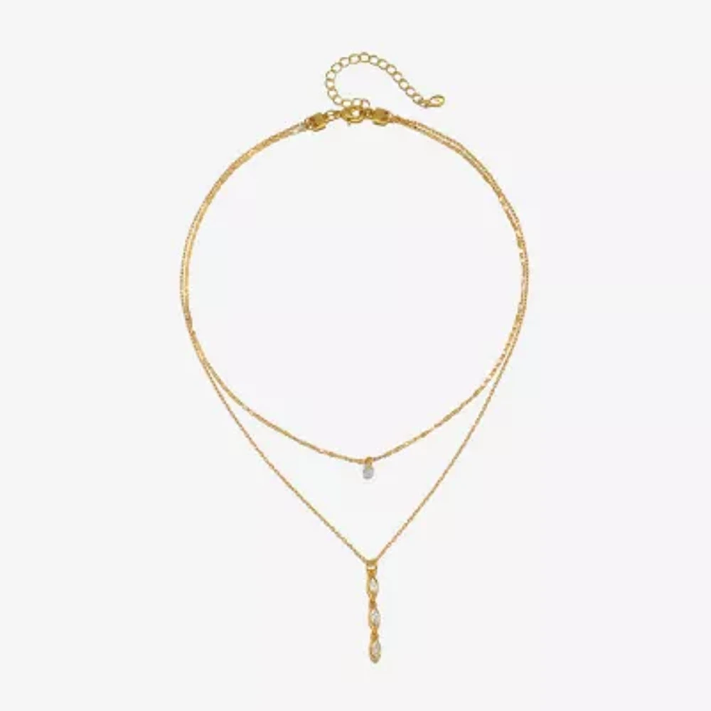 Bijoux Bar Delicates Delicates Gold Tone Glass 16 Inch Link Pendant Necklace