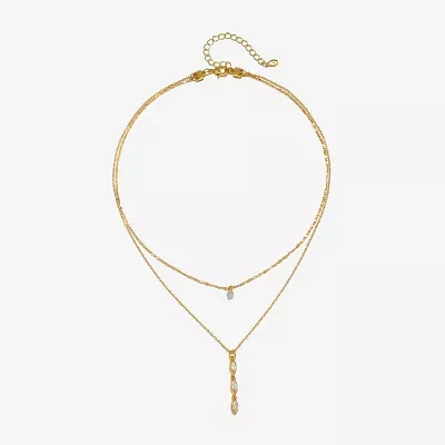 Bijoux Bar Delicates Delicates Gold Tone Glass 16 Inch Link Pendant Necklace