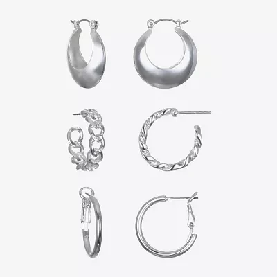 Bijoux Bar Delicates Delicates Silver Tone 3 Pair Earring Set