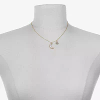 Bijoux Bar Delicates Gold Tone Glass 16 Inch Link Moon Star Pendant Necklace