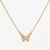 Bijoux Bar Delicates Gold Tone 16 Inch Link Butterfly Pendant Necklace