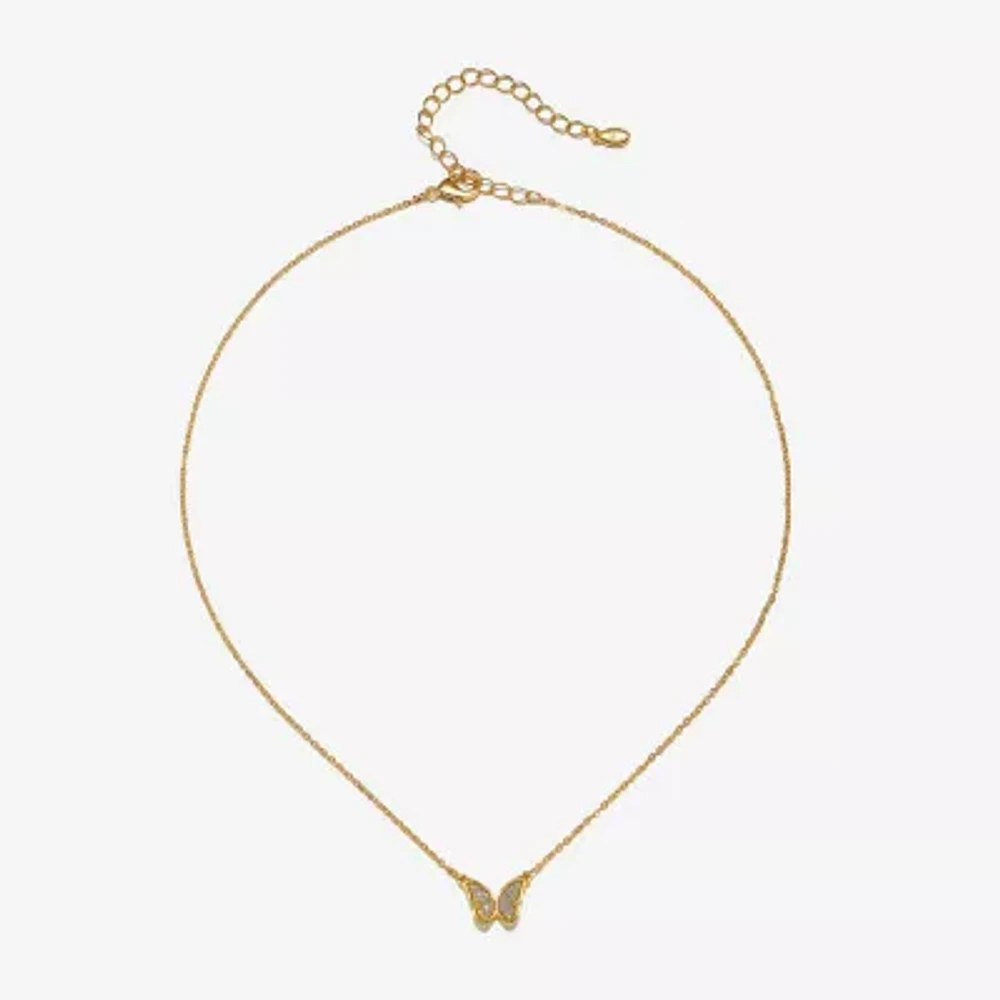 Bijoux Bar Delicates Gold Tone 16 Inch Link Butterfly Pendant Necklace