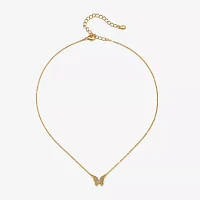 Bijoux Bar Delicates Gold Tone 16 Inch Link Butterfly Pendant Necklace