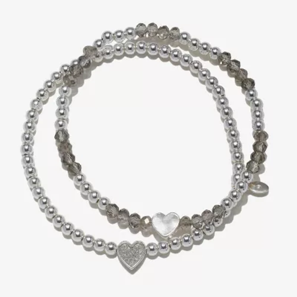 Bijoux Bar Delicates Silver Tone 2-pc. Heart Bracelet Set