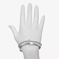 Bijoux Bar Delicates Silver Tone 2-pc. Heart Bracelet Set