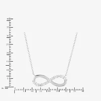 Womens Lab Created White Sapphire Sterling Silver Infinity Pendant Necklace