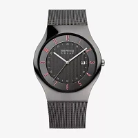 Bering Solar Mens Gray Stainless Steel Bracelet Watch