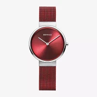 Bering Mesh Womens Red Stainless Steel Bracelet Watch 14531-303