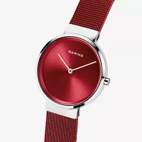 Bering Mesh Womens Red Stainless Steel Bracelet Watch 14531-303