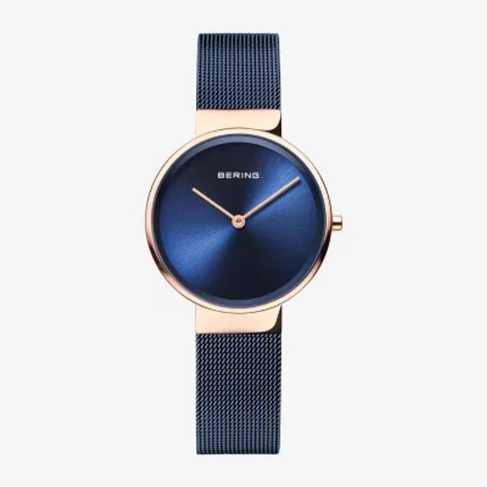 Bering Womens Blue Stainless Steel Bracelet Watch
