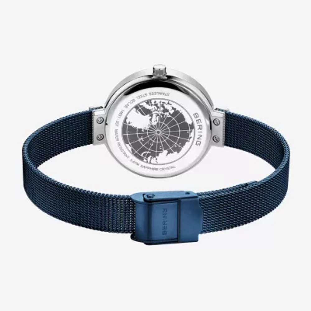 Bering Womens Blue Stainless Steel Bracelet Watch 14631-307